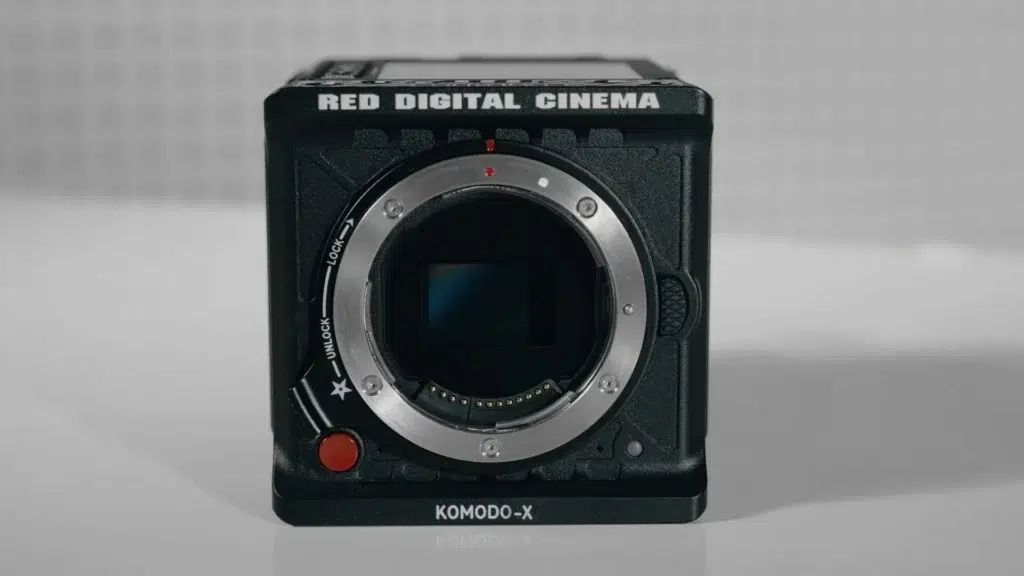 Image showcasing the sleek design and advanced features of RED's new camera, the Komodo X.